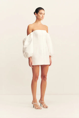 Calcite Off Shoulder Mini Dress | Ivory