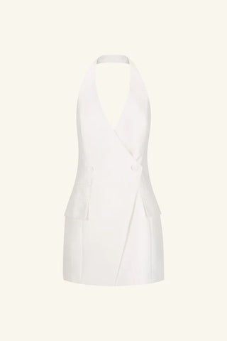 Calcite Tailored Wrap Mini Dress | Ivory