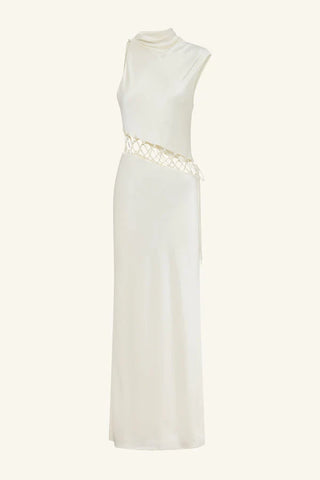Huxley Cowl Lace Up Maxi Dress | Vanilla