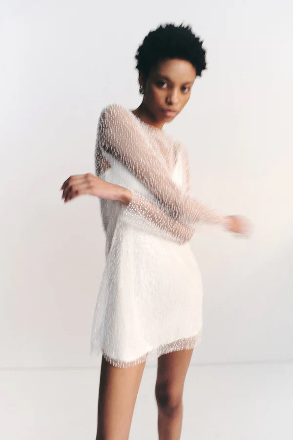 Iridescent Long Sleeve Mini Dress