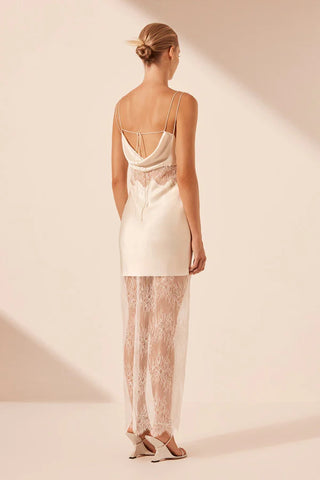 La Lune Cumulus Silk Lace Maxi Dress | Ivory