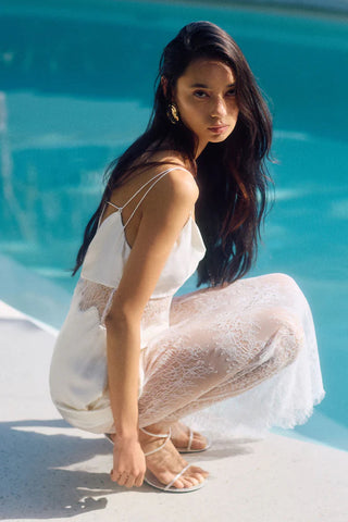 La Lune Cumulus Silk Lace Maxi Dress | Ivory
