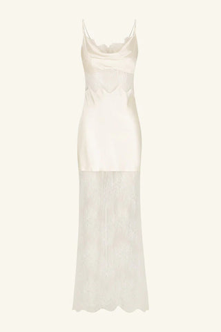 La Lune Cumulus Silk Lace Maxi Dress | Ivory