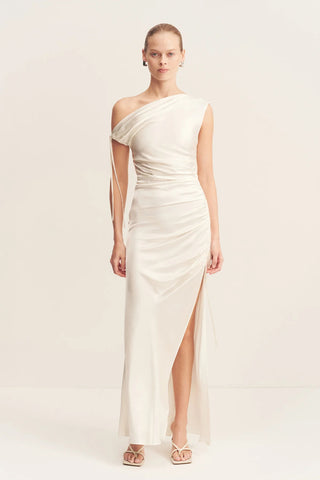 La Lune Gathered Maxi Dress | White