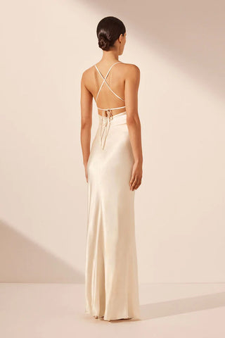 La Lune Lace Back Maxi Dress | Cream