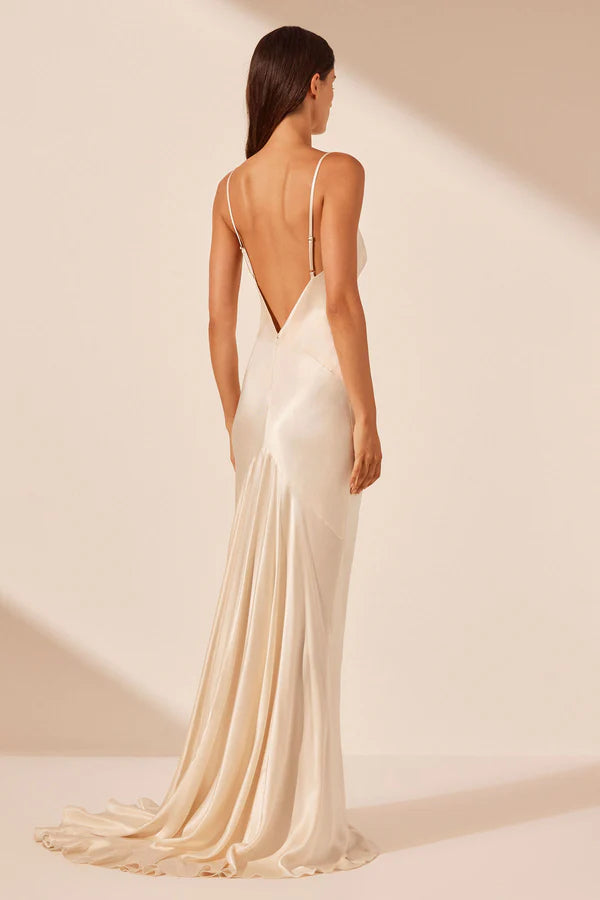 La Lune Low Back Maxi Dress Cream LoversLand