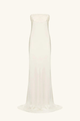 La Lune Strapless Ruched Bodice Maxi Dress | Cream