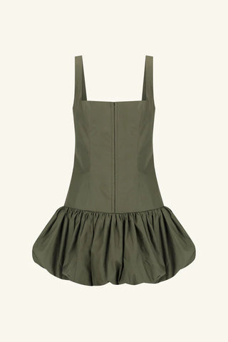 Maiori Square Neck Bubble Mini Dress | Army Green