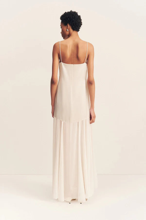 moraya dropped waist maxi dress ivory overallheight:31.8 Semi-Sheer Embellished Draped Corset 100% Cotton Size Set:Dress Only B: 40