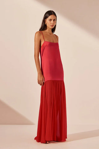 Moraya Dropped Waist Maxi Dress | Chili