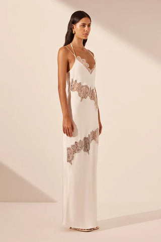 Stratus Lace Panelled Maxi Dress | Ivory