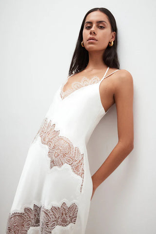 Stratus Lace Panelled Maxi Dress | Ivory