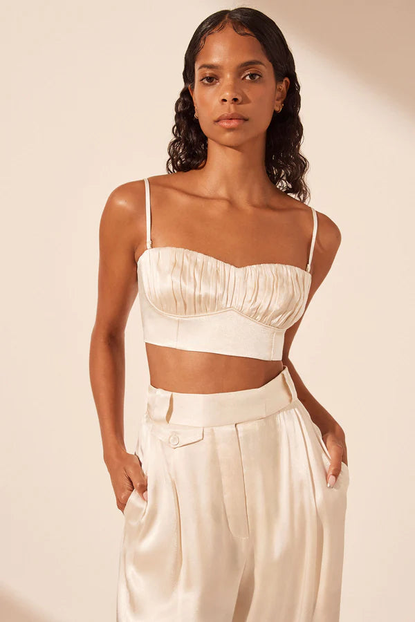 La Lune Corded Ruched Bralette | Cream  LoversLand