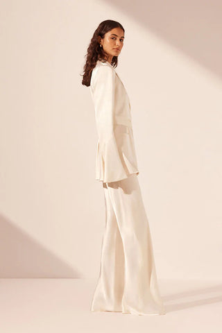 La Lune Flared Sleeve Belted Blazer | Cream