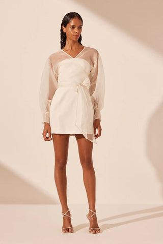 La Lune Lia Silk Wrap Crop Blouse | Ivory