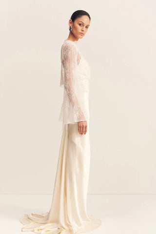 Lambent Lace Long Sleeve Tie Top | Ivory