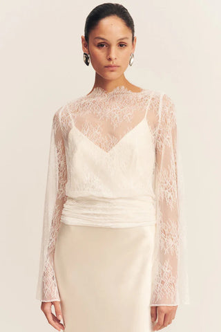Lambent Lace Long Sleeve Tie Top | Ivory