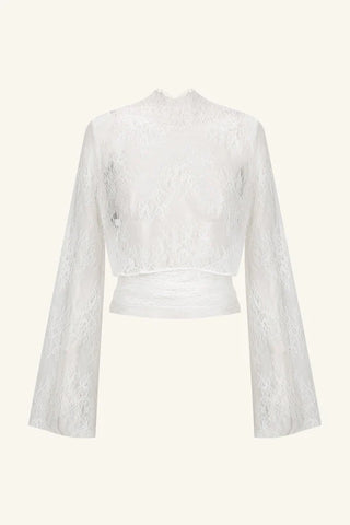 Lambent Lace Long Sleeve Tie Top | Ivory