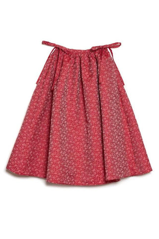 Flower Power Jacquard Midi Skirt | Ruby Red