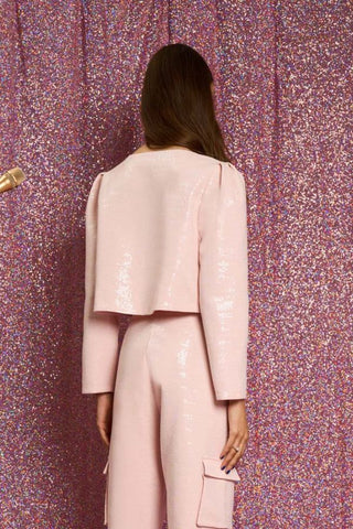 Headline Sequin Bow Jacket | Pale Pink
