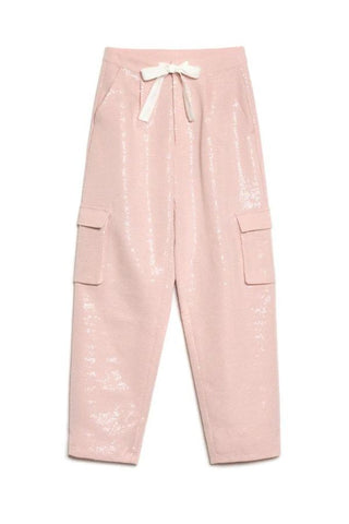 Headline Sequin Cargo Trousers | Pale Pink