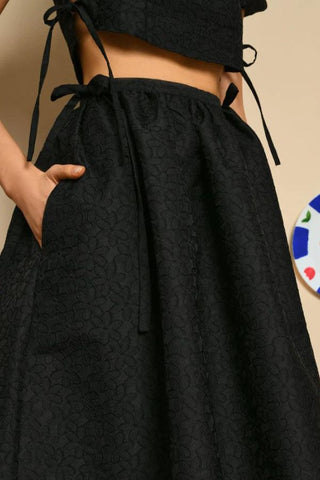 Marian Jacquard Midi Skirt | Black Ink