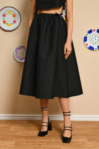 Marian Jacquard Midi Skirt | Black Ink