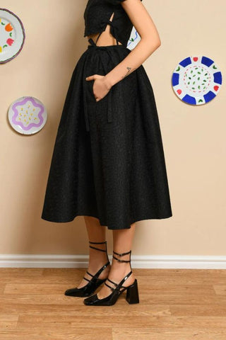 Marian Jacquard Midi Skirt | Black Ink