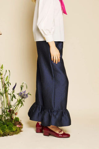 Orchid Jacquard Ruffle Trousers