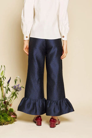 Orchid Jacquard Ruffle Trousers