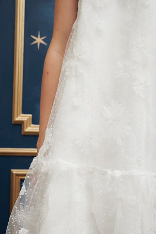 Chance Floral Tulle Dress | Pearl White