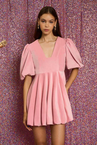 Harmony Velvet Mini Dress | Baby Pink