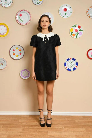 Marian Jacquard Mini Dress | Black