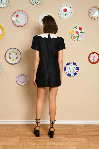 Marian Jacquard Mini Dress | Black
