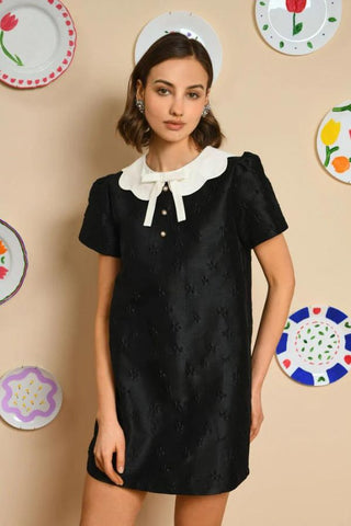Marian Jacquard Mini Dress | Black