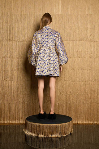 Record Rose Jacquard Mini Dress | Royal Blue