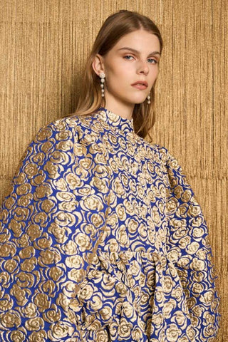 Record Rose Jacquard Mini Dress | Royal Blue