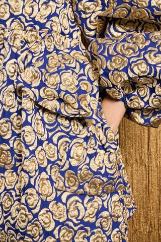 Record Rose Jacquard Mini Dress | Royal Blue