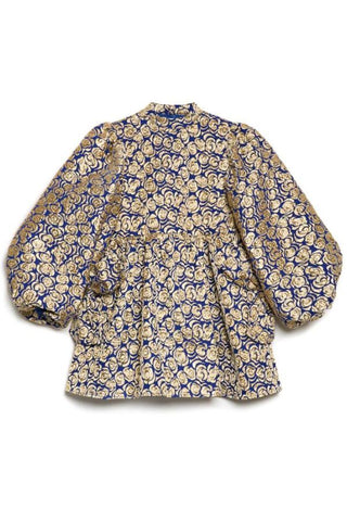 Record Rose Jacquard Mini Dress | Royal Blue