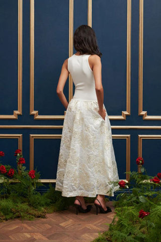 Sophia Jacquard Midi Dress | Pearled Ivory