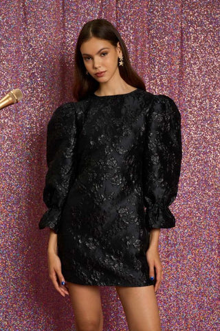 Tribute Jacquard Mini Dress | Deep Black
