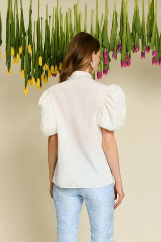 Arabella Bead Collar Shirt | Pearled Ivory