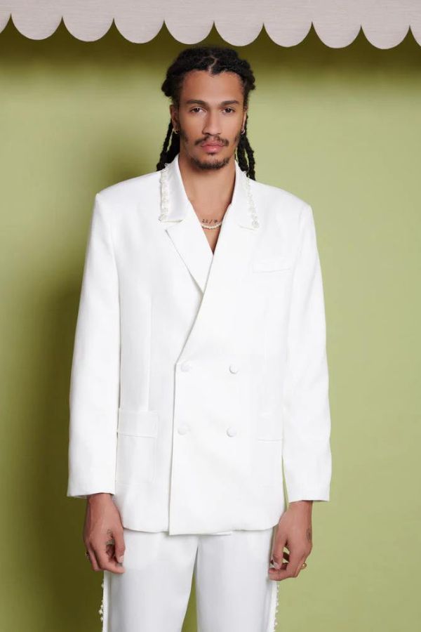 White pearl blazer on sale