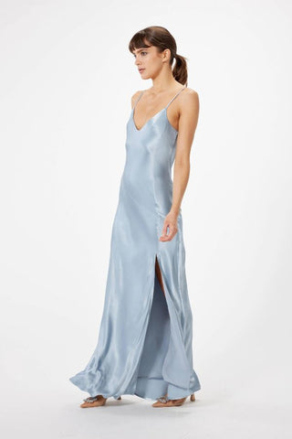 Ella Satin Dress | Slate Blue