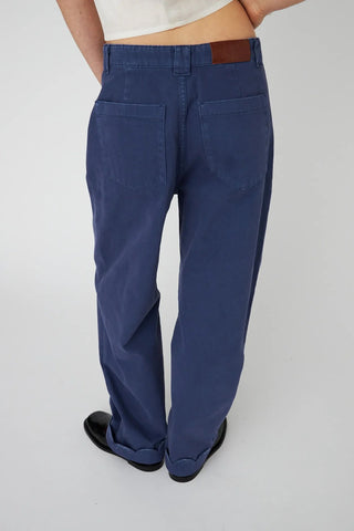 Low Waist Cotton Pants With Scallop Edge | Dust Blue