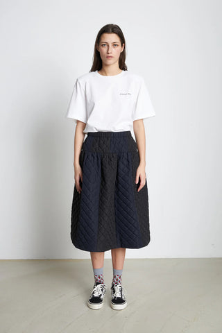 Quilted Midi Skirt | Dark Striped