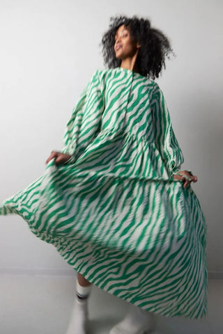 Isolda Dress | Green/Creme