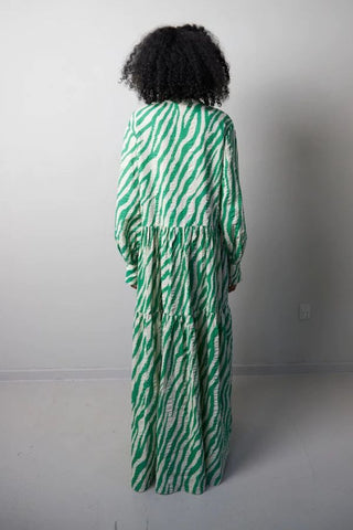 Isolda Dress | Green/Creme
