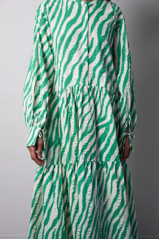 Isolda Dress | Green/Creme