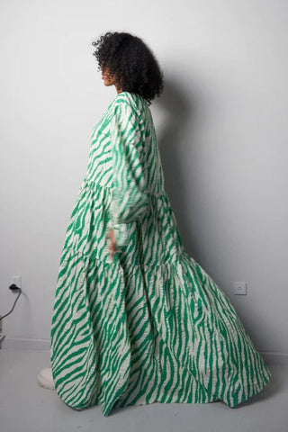Isolda Dress | Green/Creme